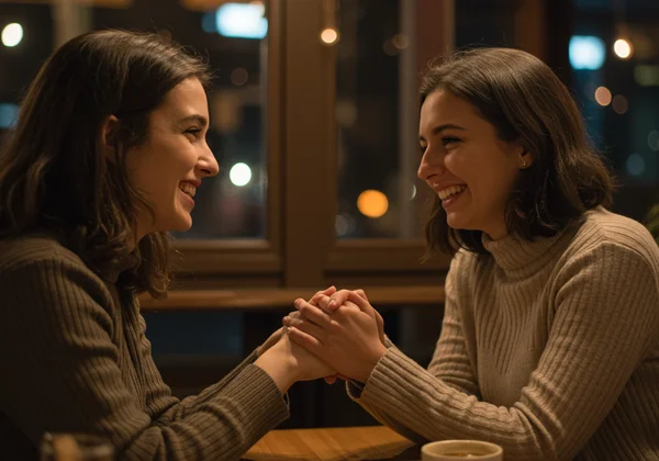 Woman giving a personal, heartfelt compliment to another