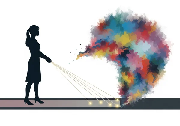 Abstract art showing societal pressure on a woman