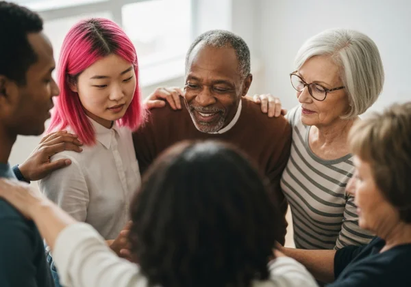 Diverse group offering support and compassion
