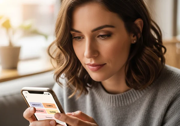 女性在手机上探索女同性恋身份