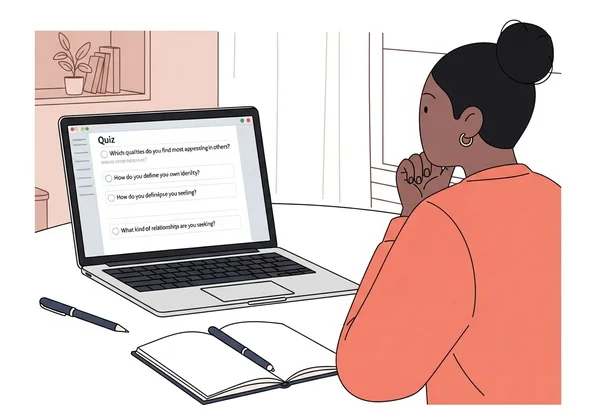 Person reflecting while taking an online quiz