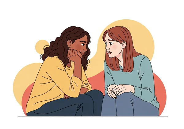 Two women engaged in deep, open conversation