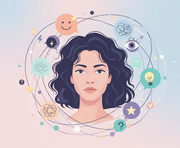 Woman experiencing an emotional rollercoaster of identity