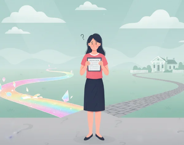 Woman pondering her identity at a crossroads