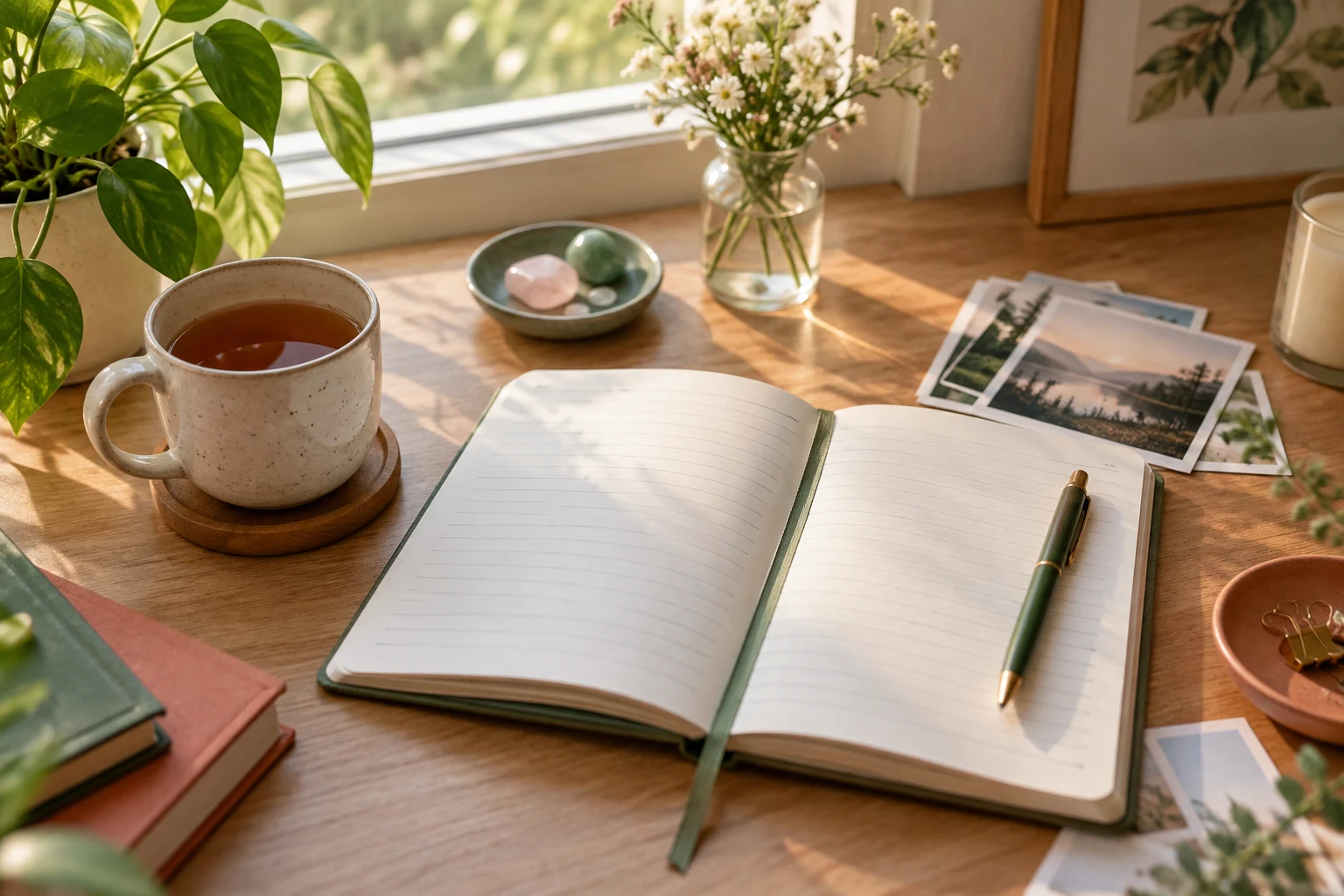 Calm journaling desk