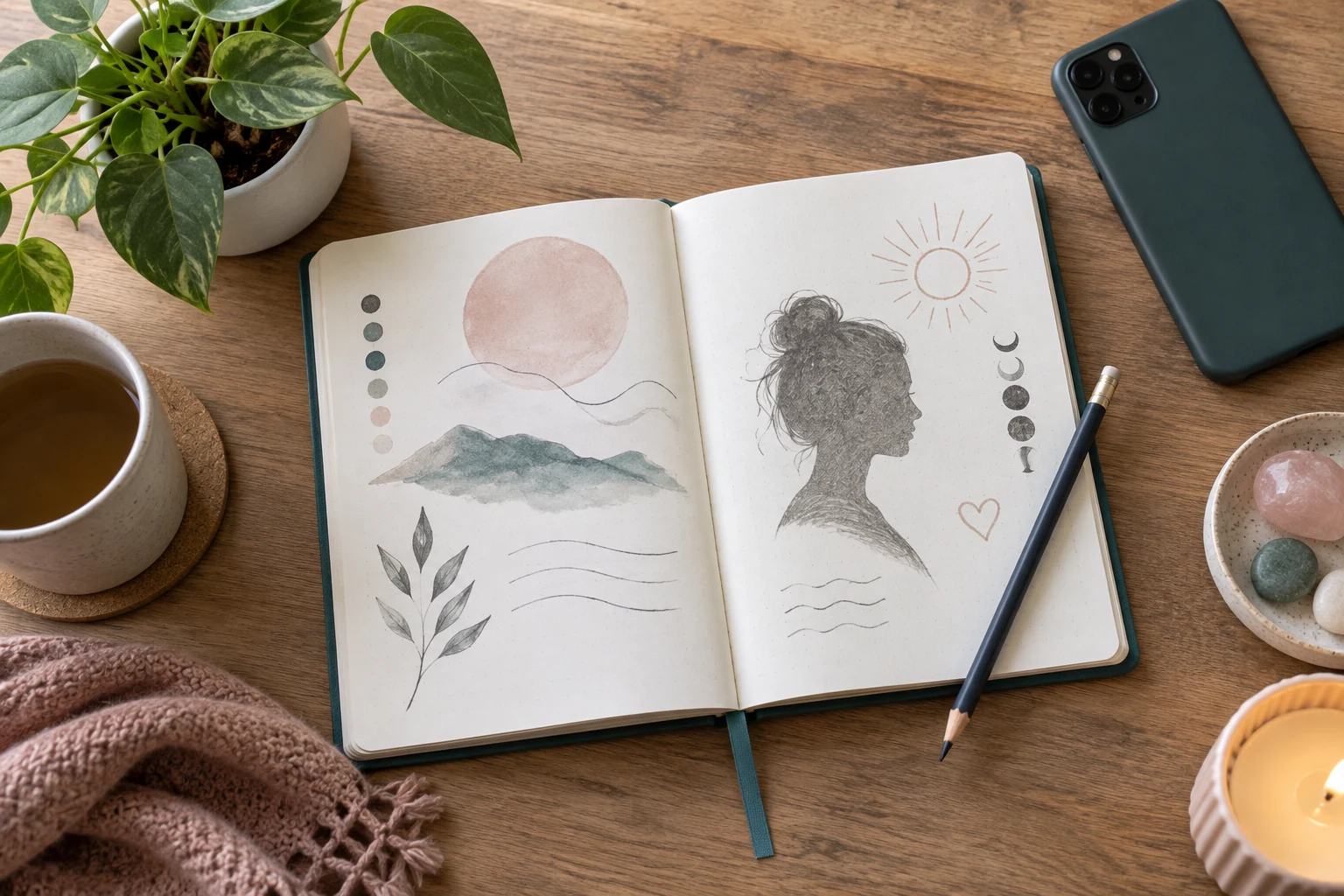 Notebook with identity reflection notes